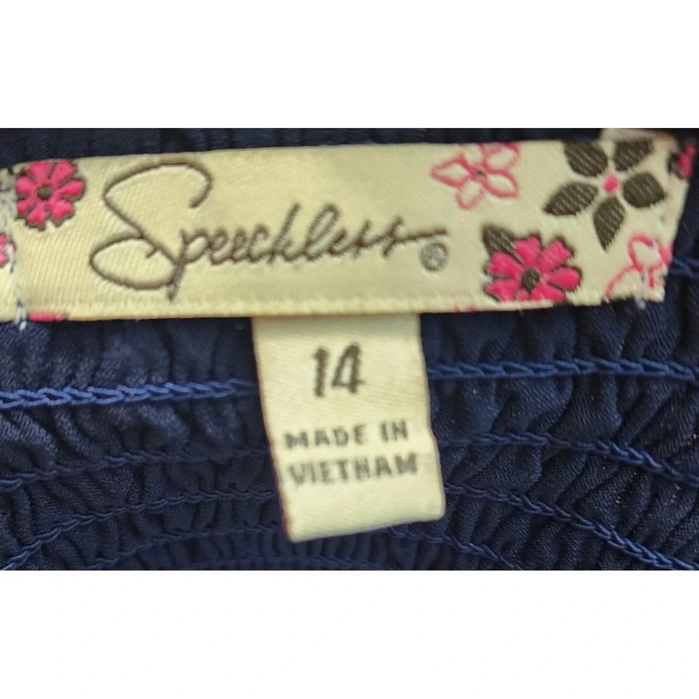 Speechless Kids Girls Navy Blue Paisley Smocked Empire Waist Maxi Dress Size 14‎